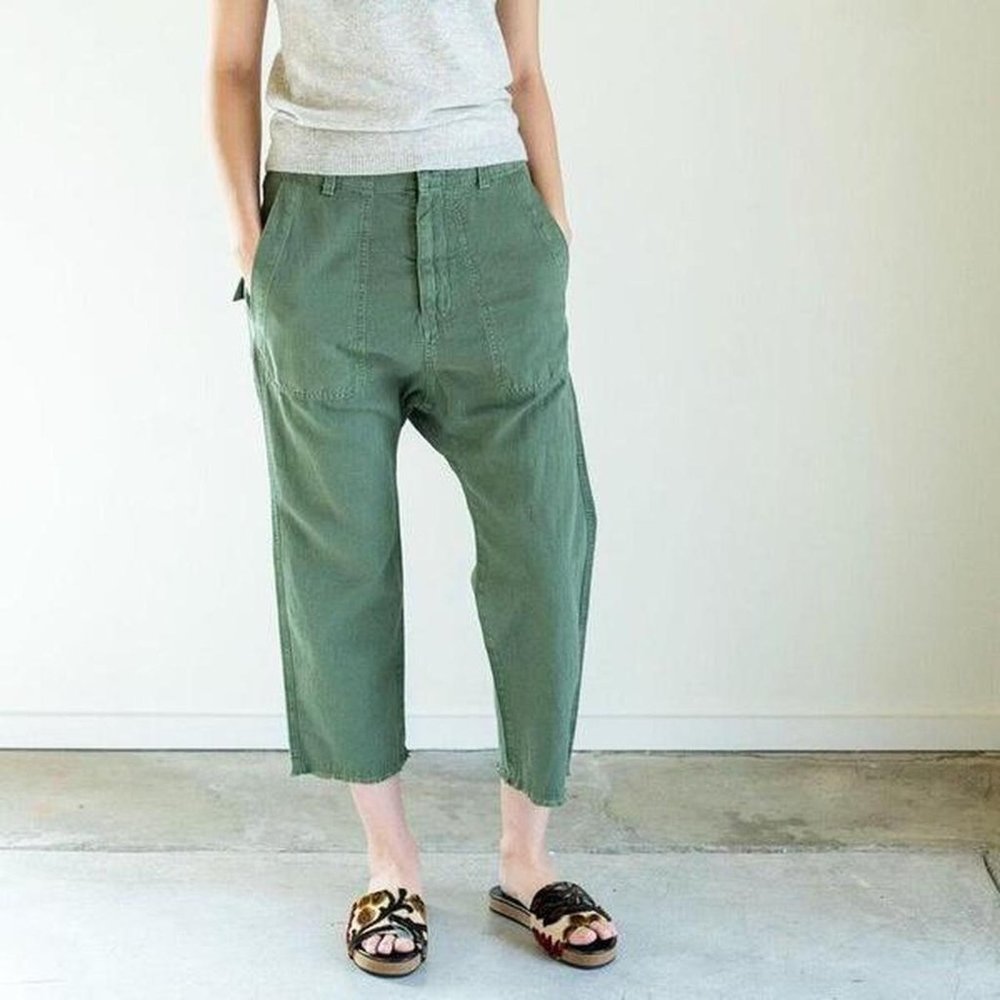 Nili Lotan Luna pants in army green.